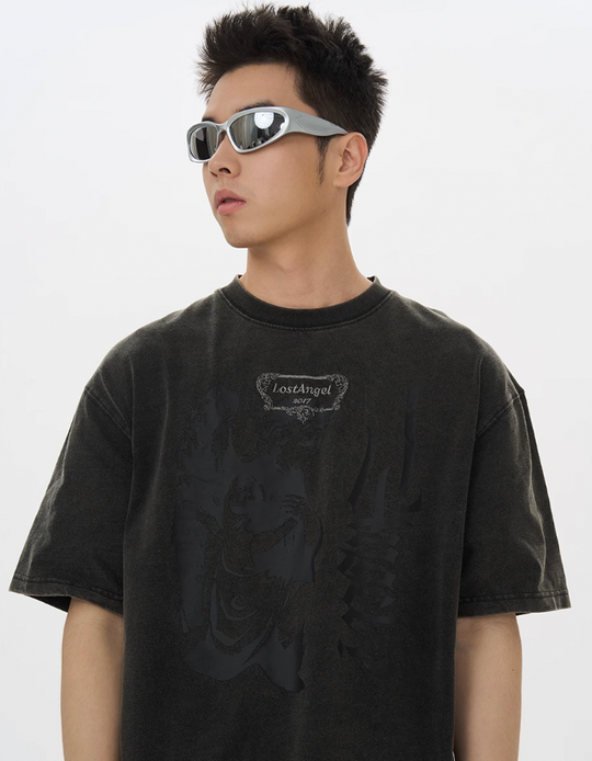 Harsh and Cruel Lost Angel Embroidered Foam Print Tee