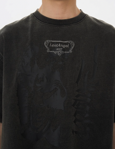 Harsh and Cruel Lost Angel Embroidered Foam Print Tee