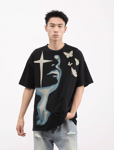 F3F Select Washed Old Loose Oversize Printed Tee