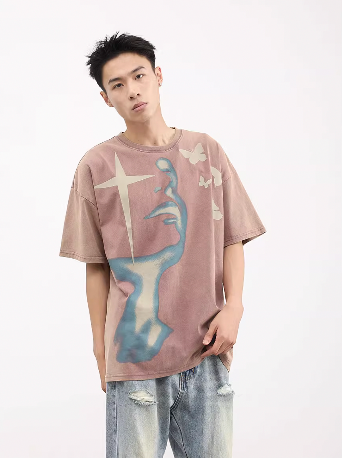 F3F Select Washed Old Loose Oversize Printed Tee
