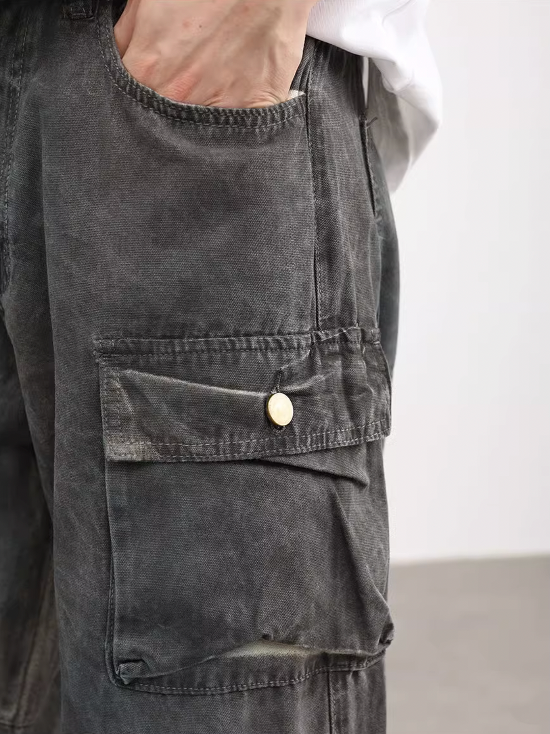 F3F Select Washed Multi Pocket Work Denim Cargo Pants