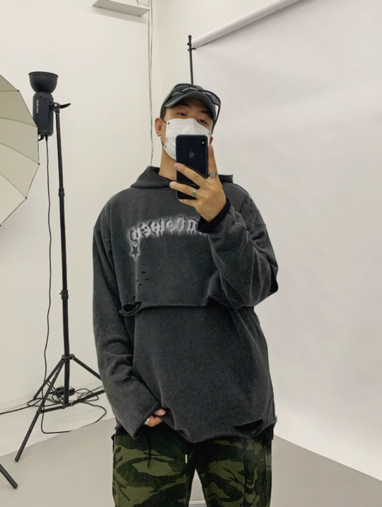 F3F Select Broken Holes Letter Print Hoodie