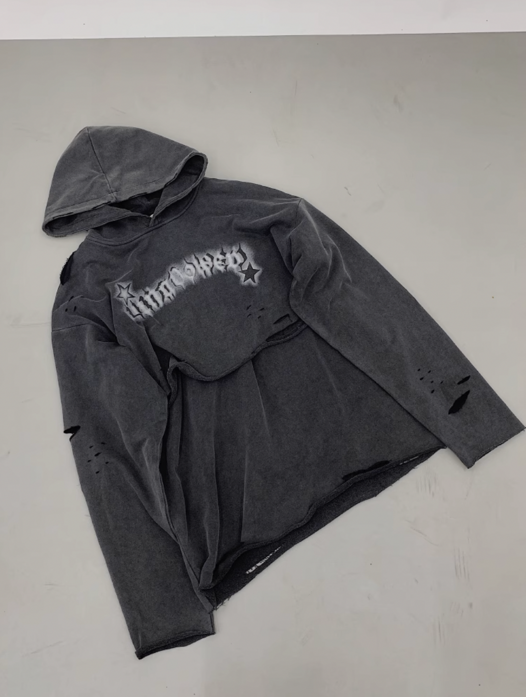 F3F Select Broken Holes Letter Print Hoodie