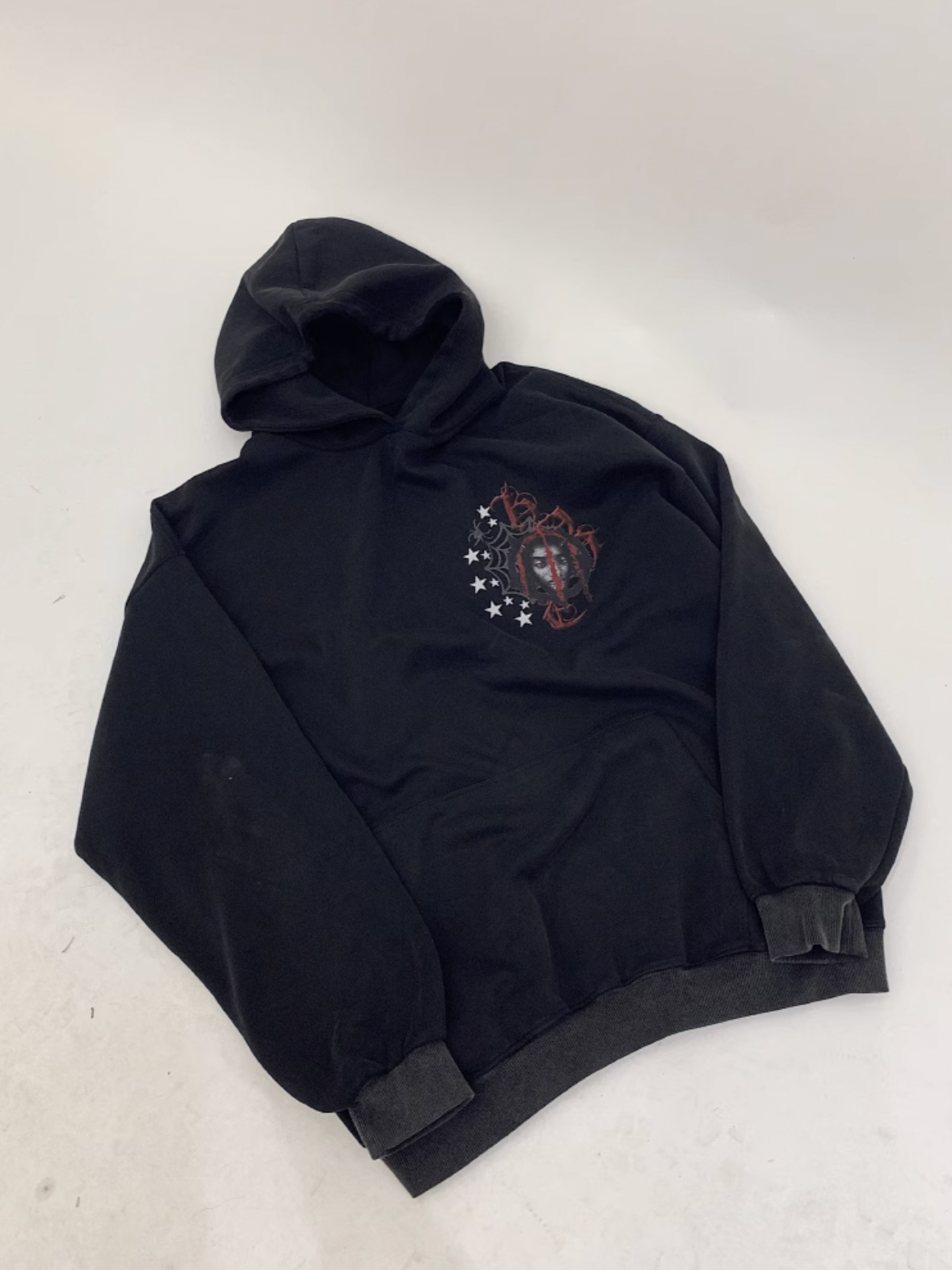 F3F Select Washed Star Spiderweb Print Hoodie