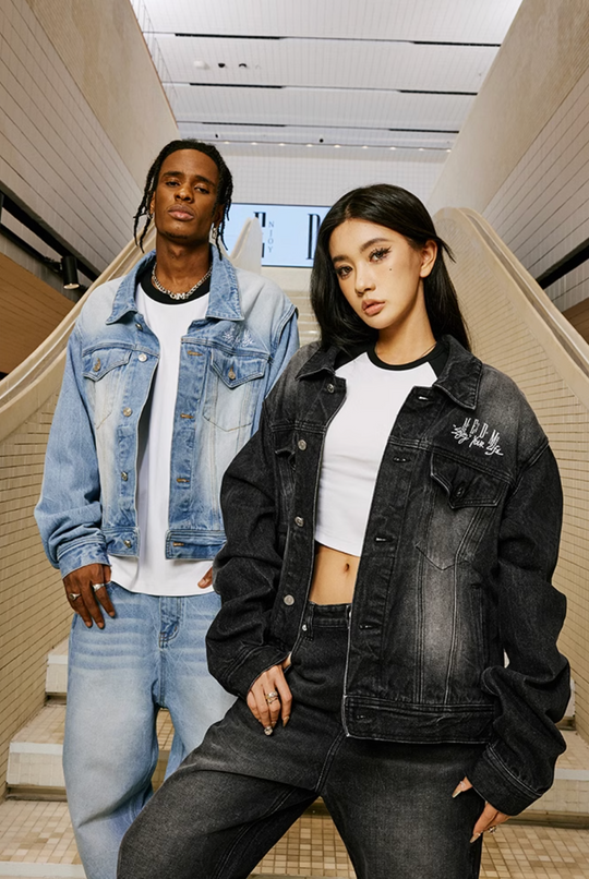 MEDM Letter Logo Loose Denim Jacket