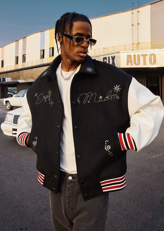 MEDM Jeweled Hot Diamond Baseball Jacket