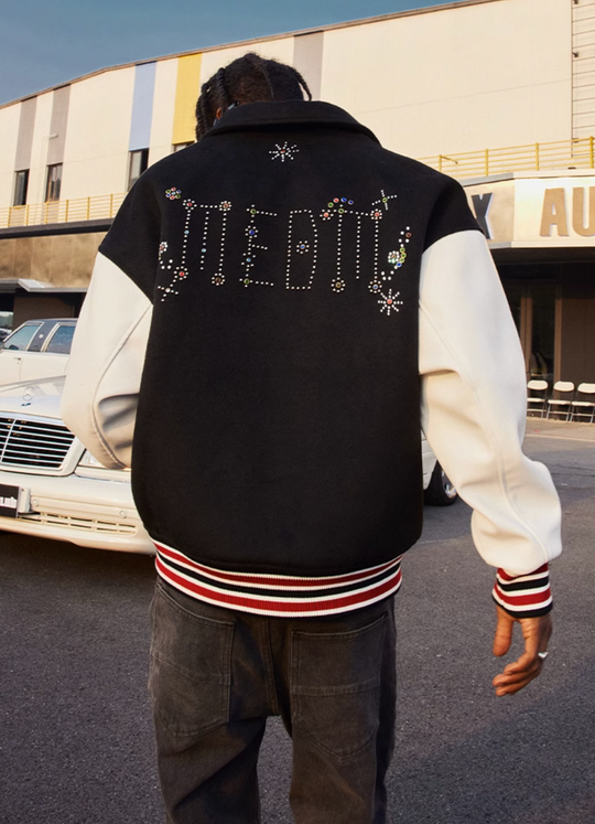 MEDM Jeweled Hot Diamond Baseball Jacket