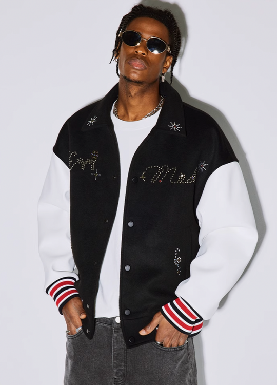 MEDM Jeweled Hot Diamond Baseball Jacket