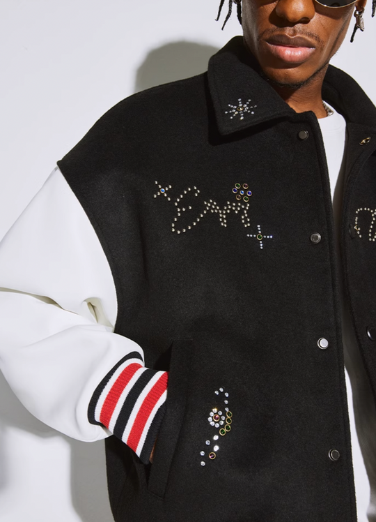 MEDM Jeweled Hot Diamond Baseball Jacket
