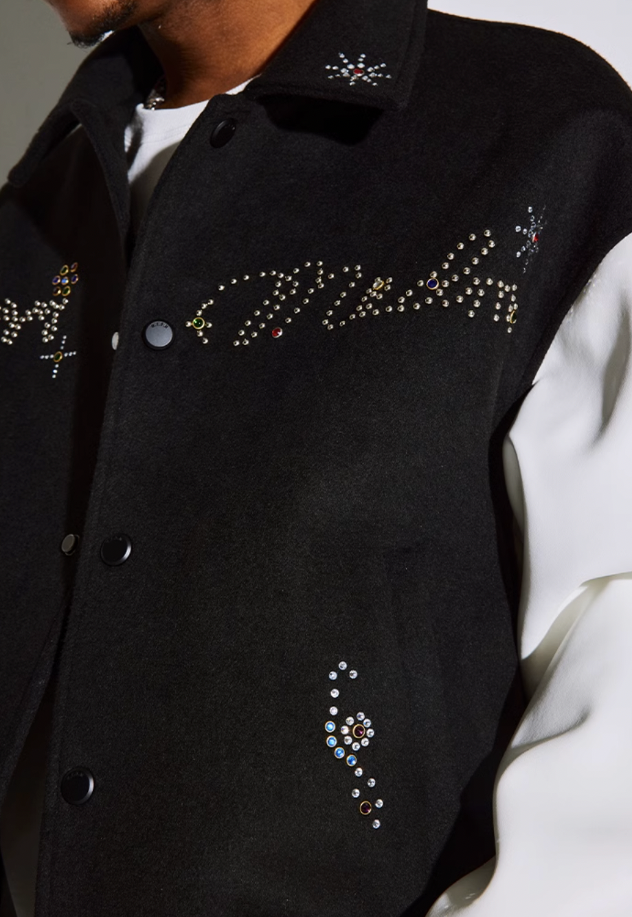 MEDM Jeweled Hot Diamond Baseball Jacket