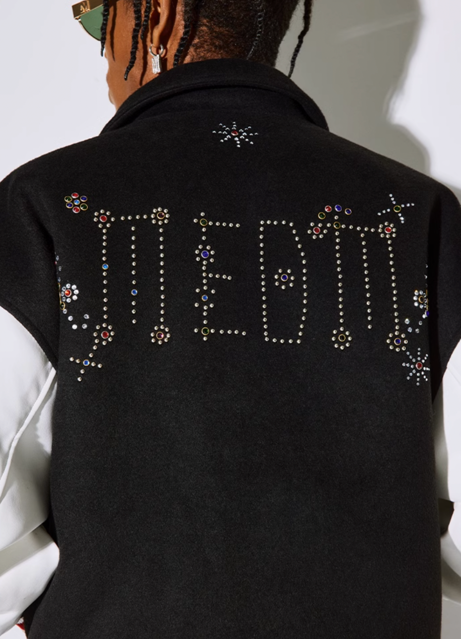 MEDM Jeweled Hot Diamond Baseball Jacket