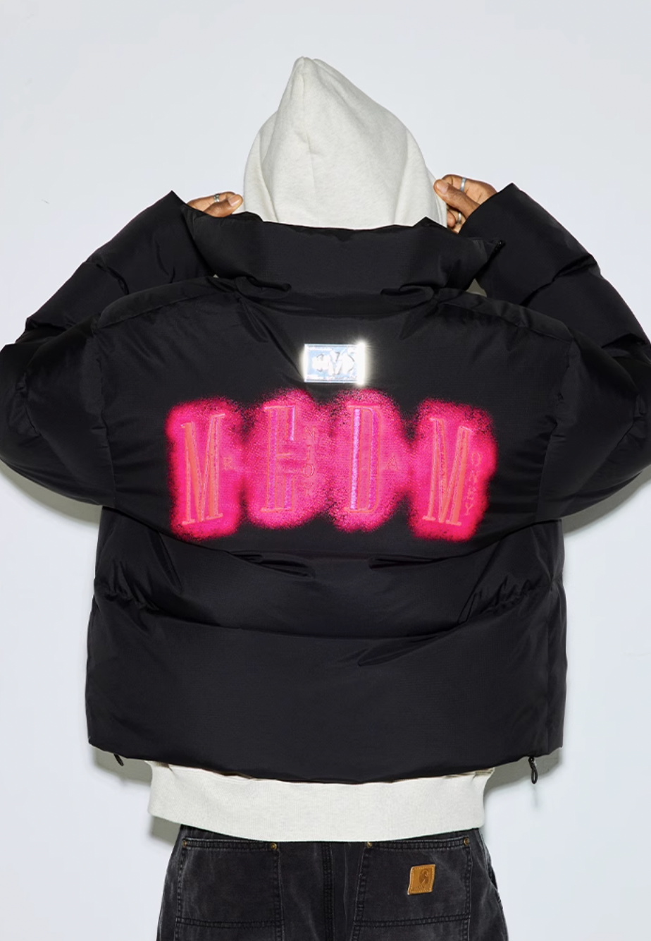MEDM Neon Embroidery Short Down Jacket