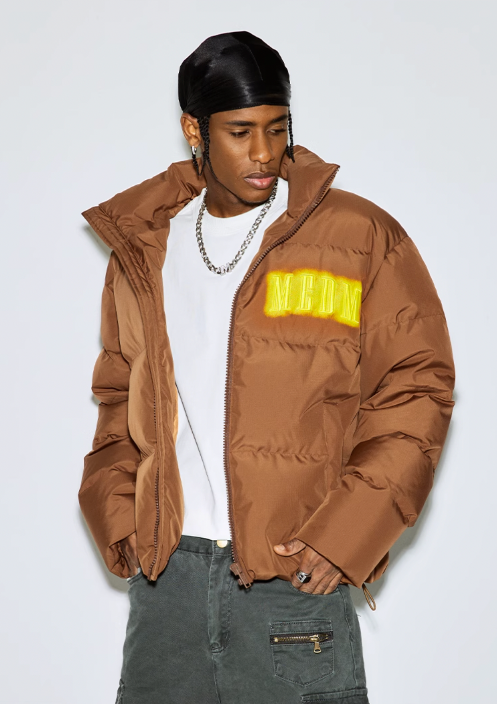 MEDM Neon Embroidery Short Down Jacket