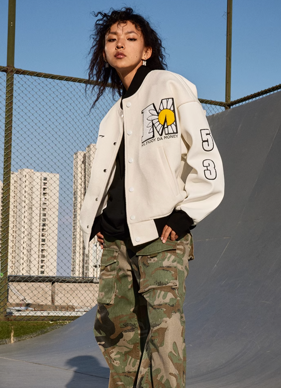 MEDM Little Daisy Embroidery Baseball Jacket