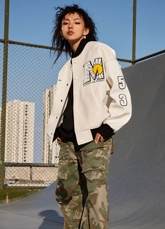 MEDM Little Daisy Embroidery Baseball Jacket