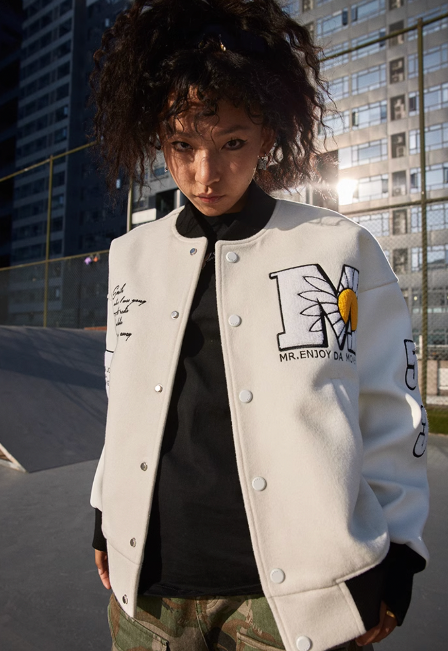 MEDM Little Daisy Embroidery Baseball Jacket