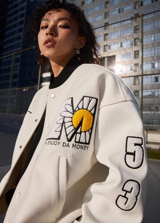 MEDM Little Daisy Embroidery Baseball Jacket