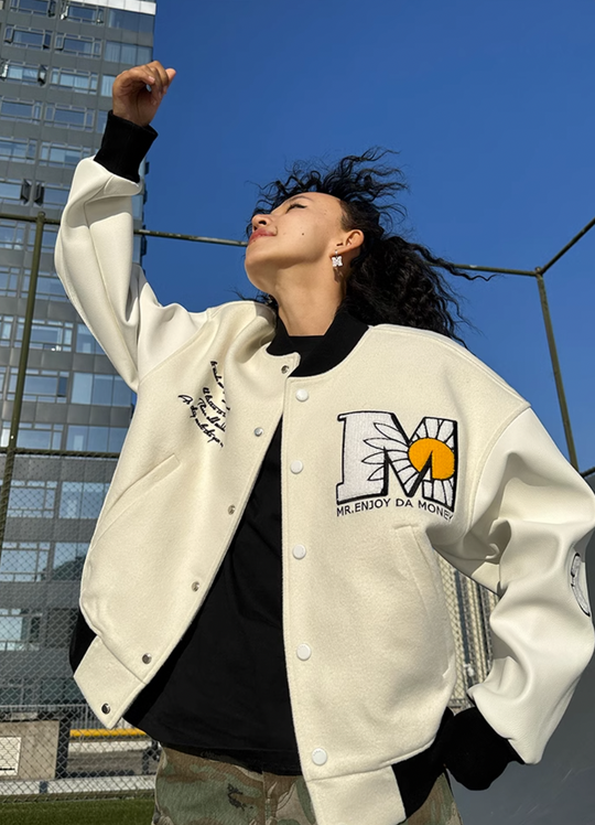 MEDM Little Daisy Embroidery Baseball Jacket