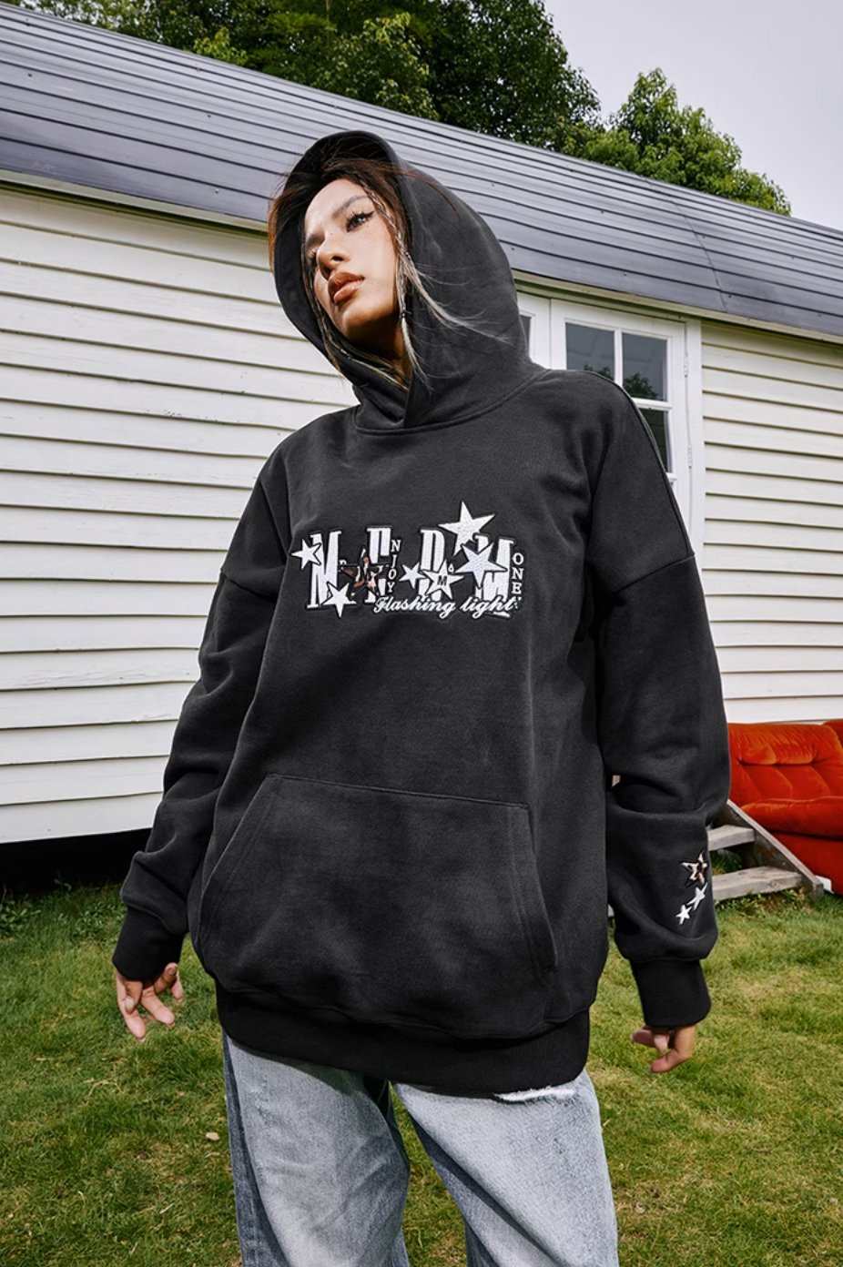 MEDM Flower Logo Embroidery Hoodie