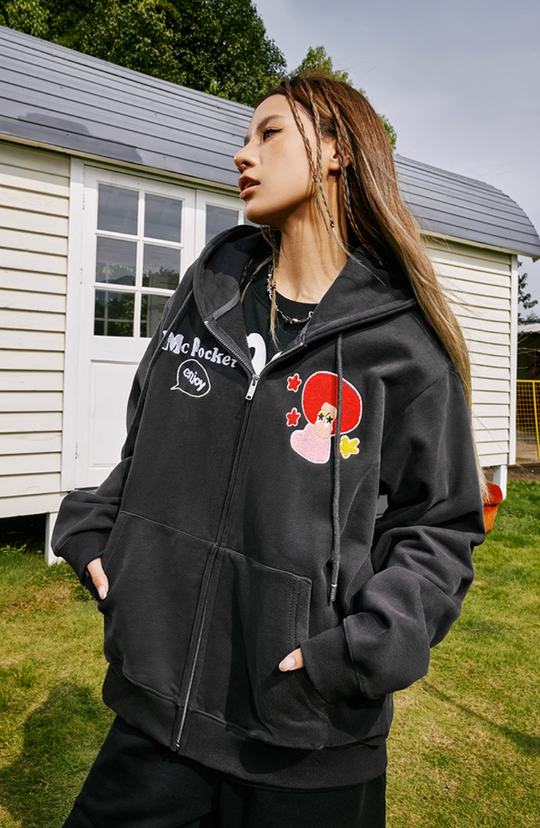 MEDM MCP Applique Embroidery Zipper Hoodie