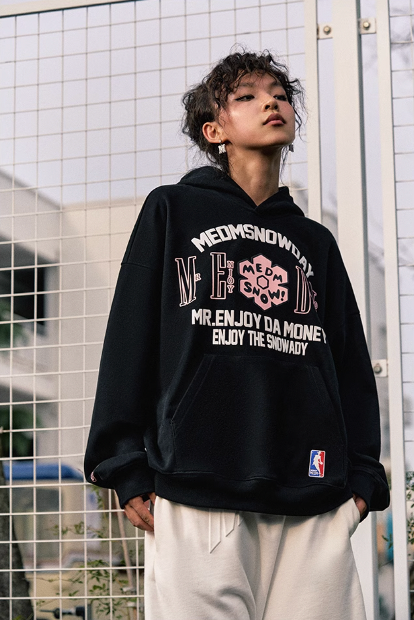 MEDM Snow Logo Print Hoodie