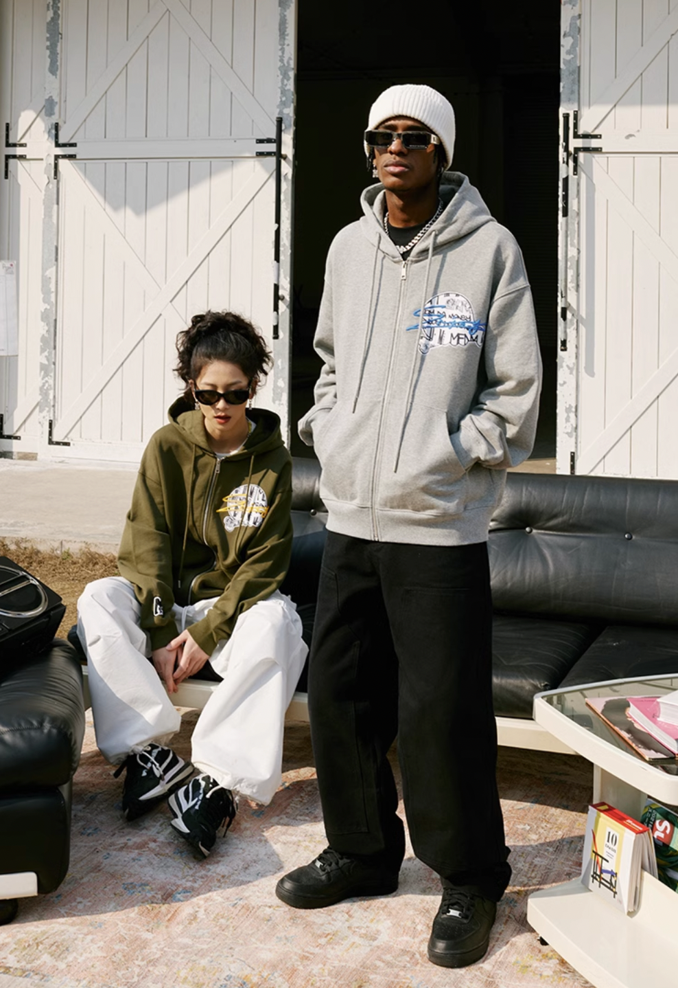 MEDM Skull Label Zipper Hoodie