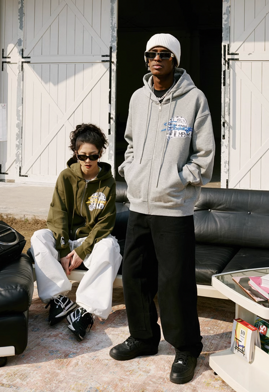 MEDM Skull Label Zipper Hoodie