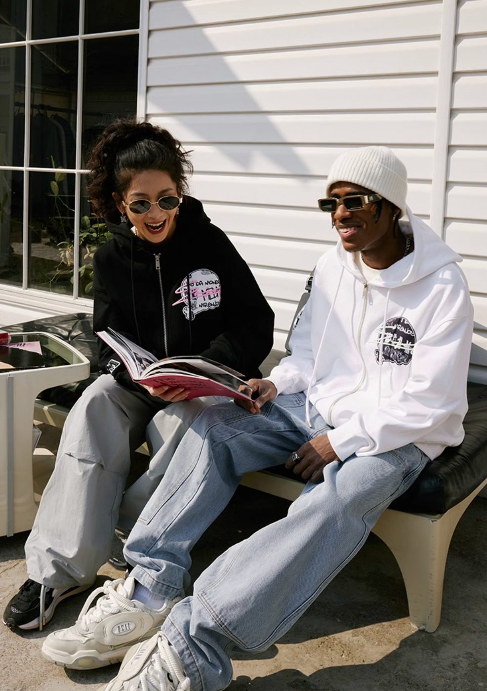 MEDM Skull Label Zipper Hoodie