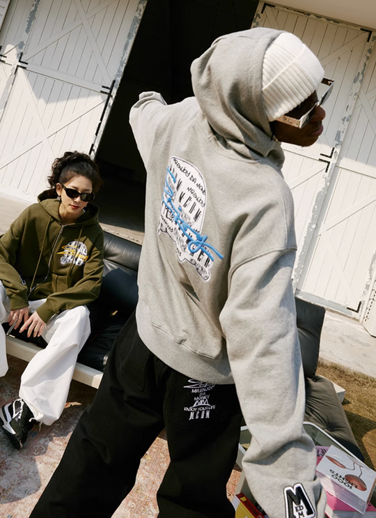 MEDM Skull Label Zipper Hoodie