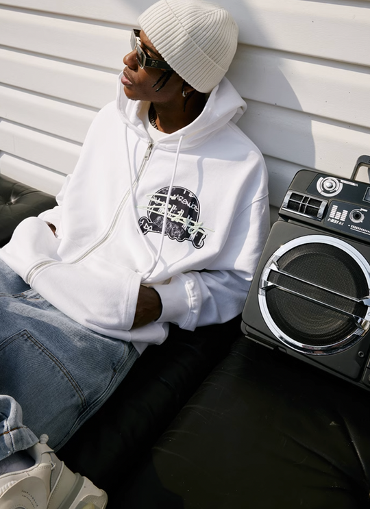 MEDM Skull Label Zipper Hoodie