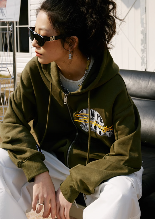 MEDM Skull Label Zipper Hoodie