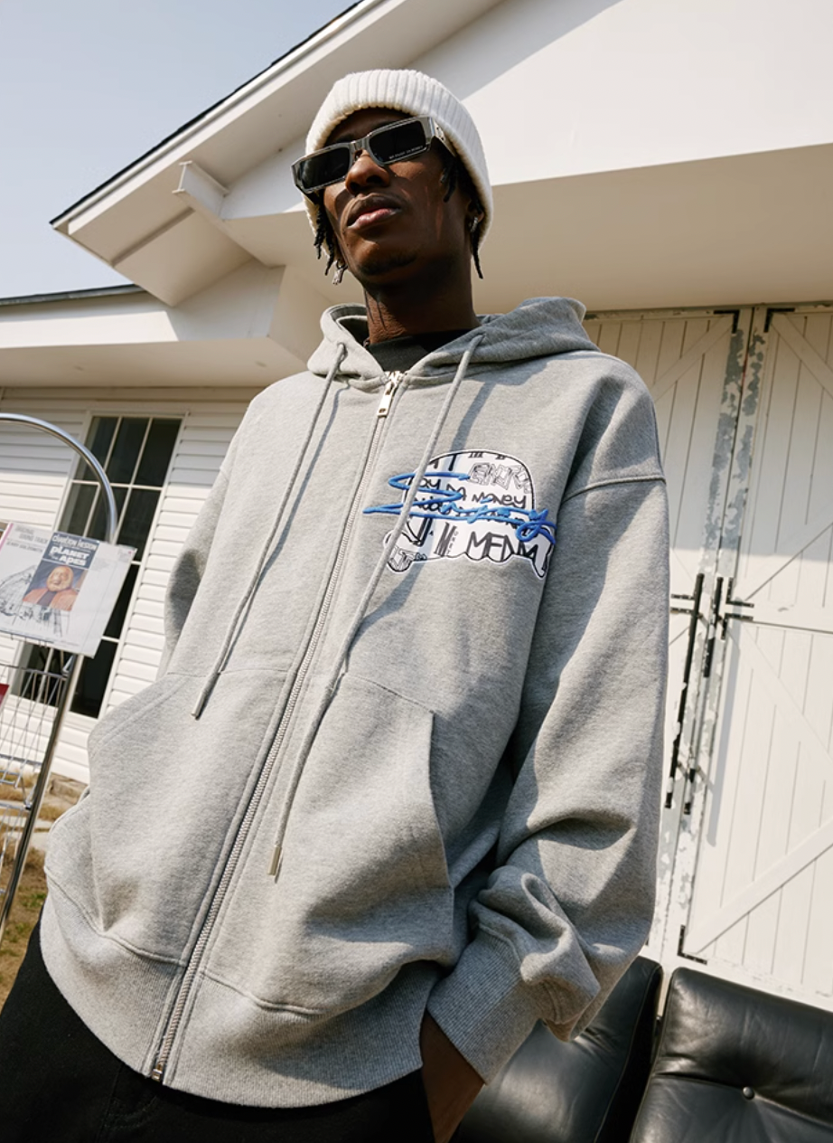 MEDM Skull Label Zipper Hoodie