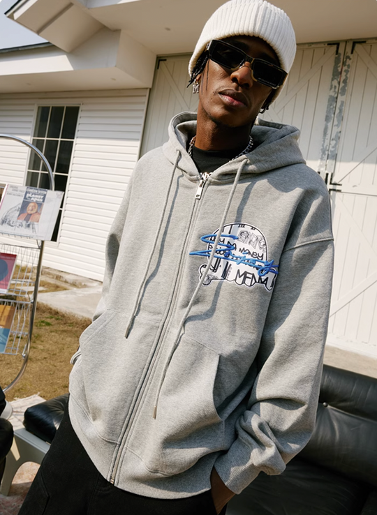 MEDM Skull Label Zipper Hoodie