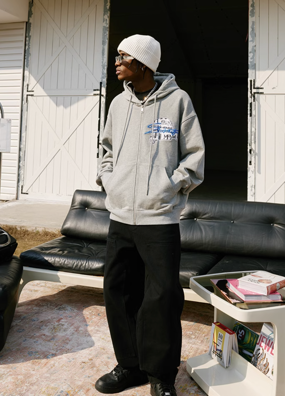 MEDM Skull Label Zipper Hoodie