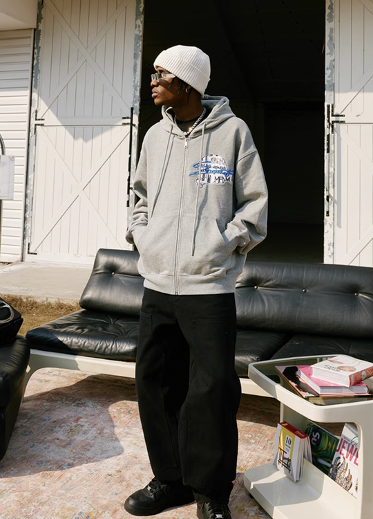 MEDM Skull Label Zipper Hoodie