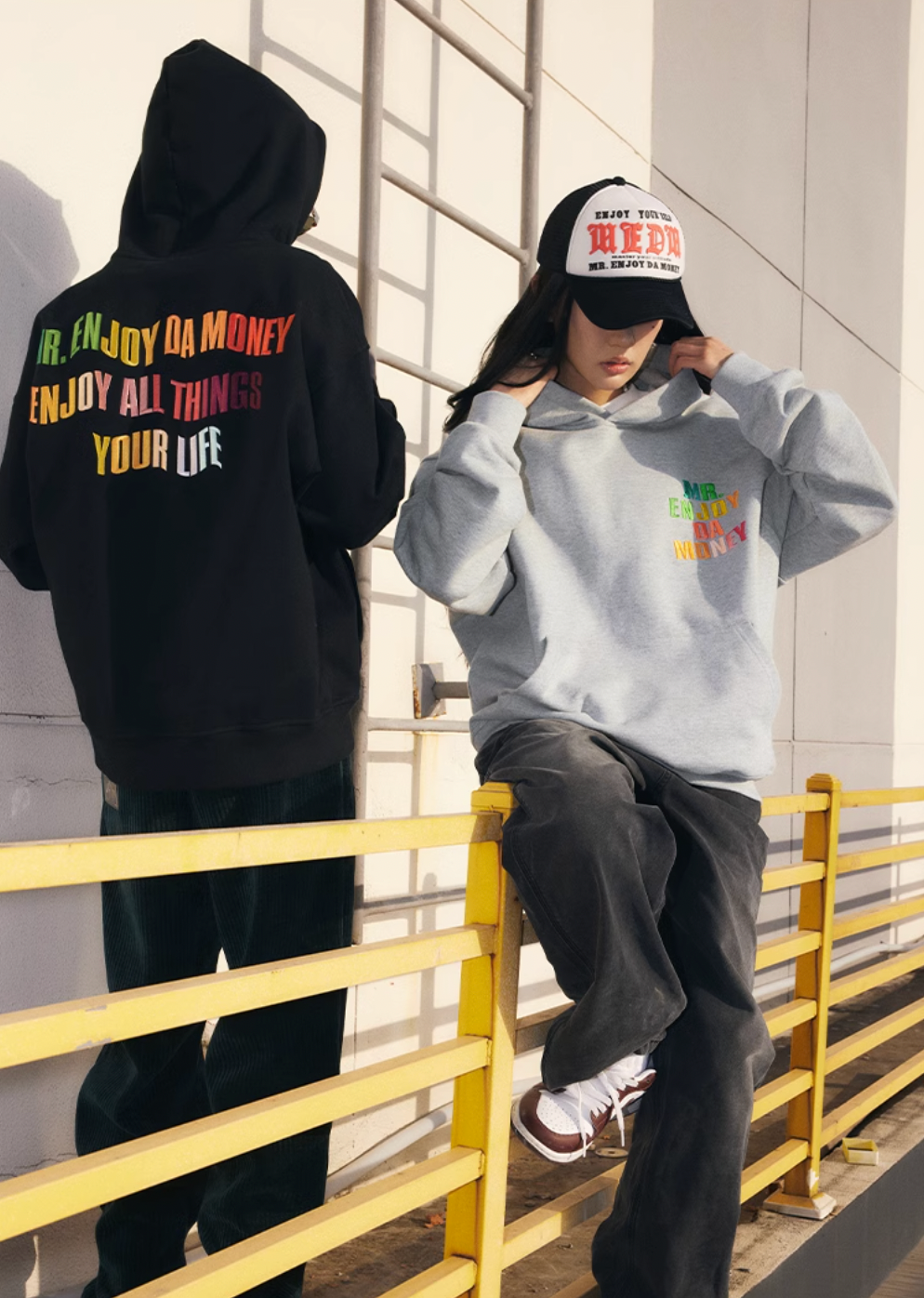 MEDM Rainbow Embroidery Gradient Letter Hoodie