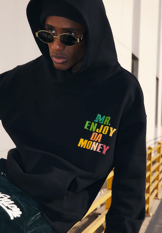 MEDM Rainbow Embroidery Gradient Letter Hoodie