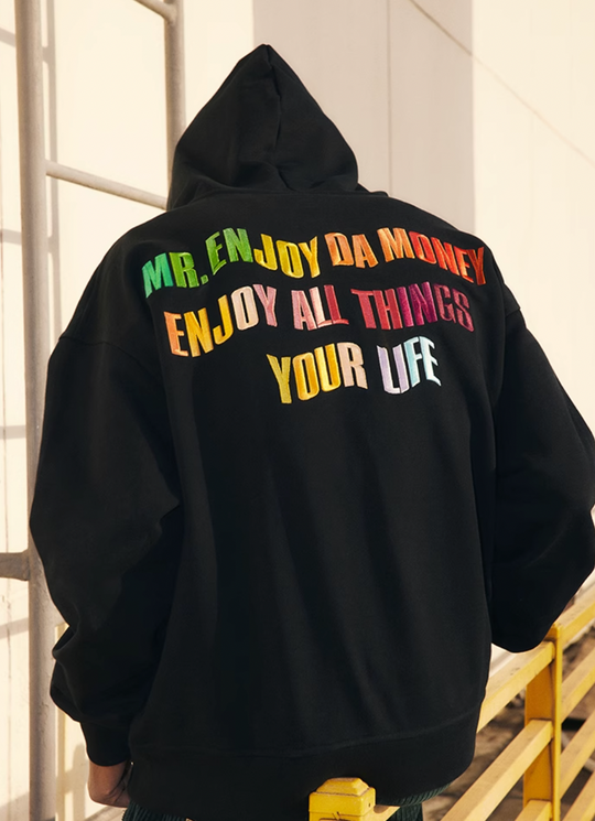 MEDM Rainbow Embroidery Gradient Letter Hoodie