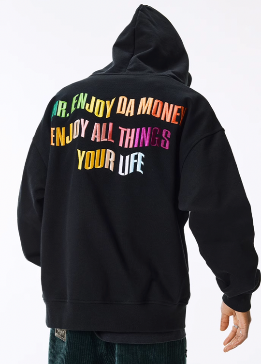 MEDM Rainbow Embroidery Gradient Letter Hoodie