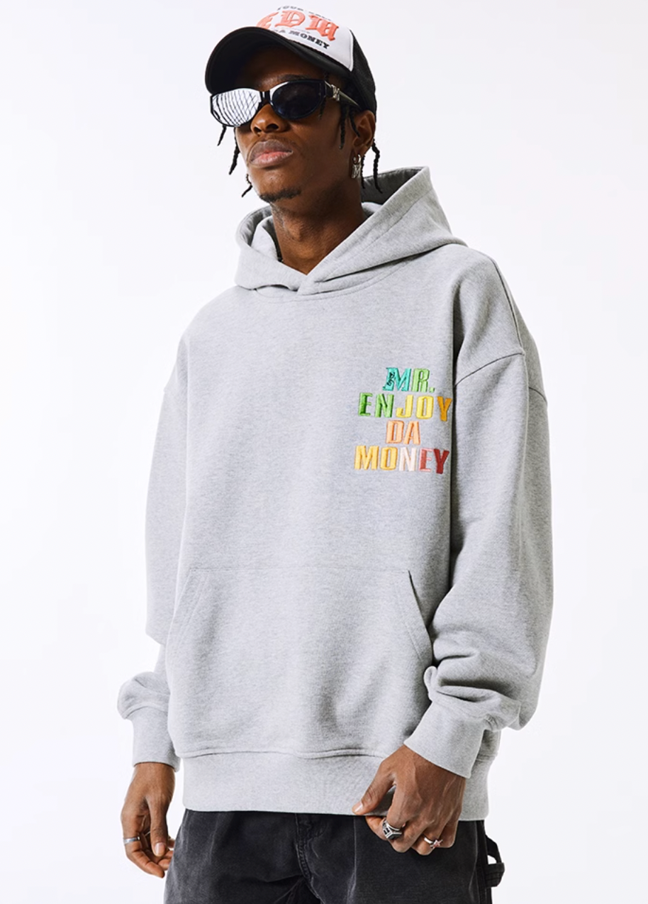 MEDM Rainbow Embroidery Gradient Letter Hoodie