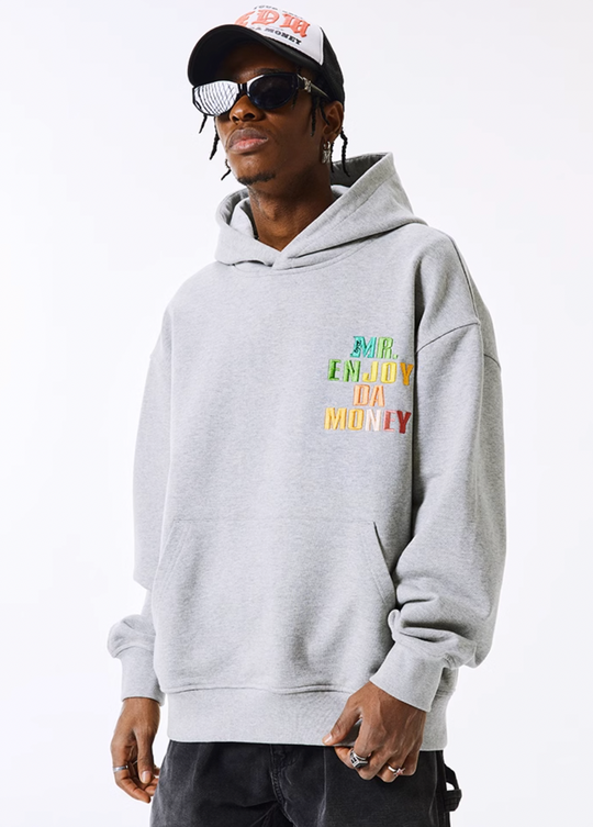 MEDM Rainbow Embroidery Gradient Letter Hoodie