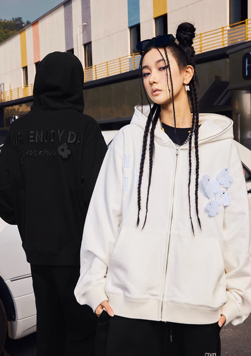 MEDM Felt Fabric Embroidered Hoodie