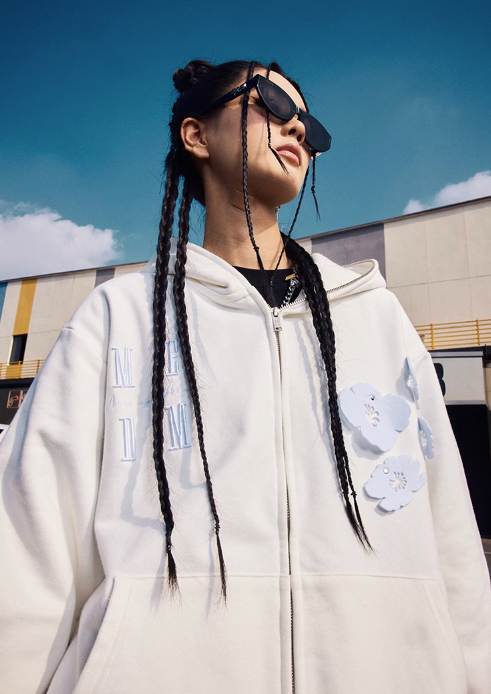 MEDM Felt Fabric Embroidered Hoodie