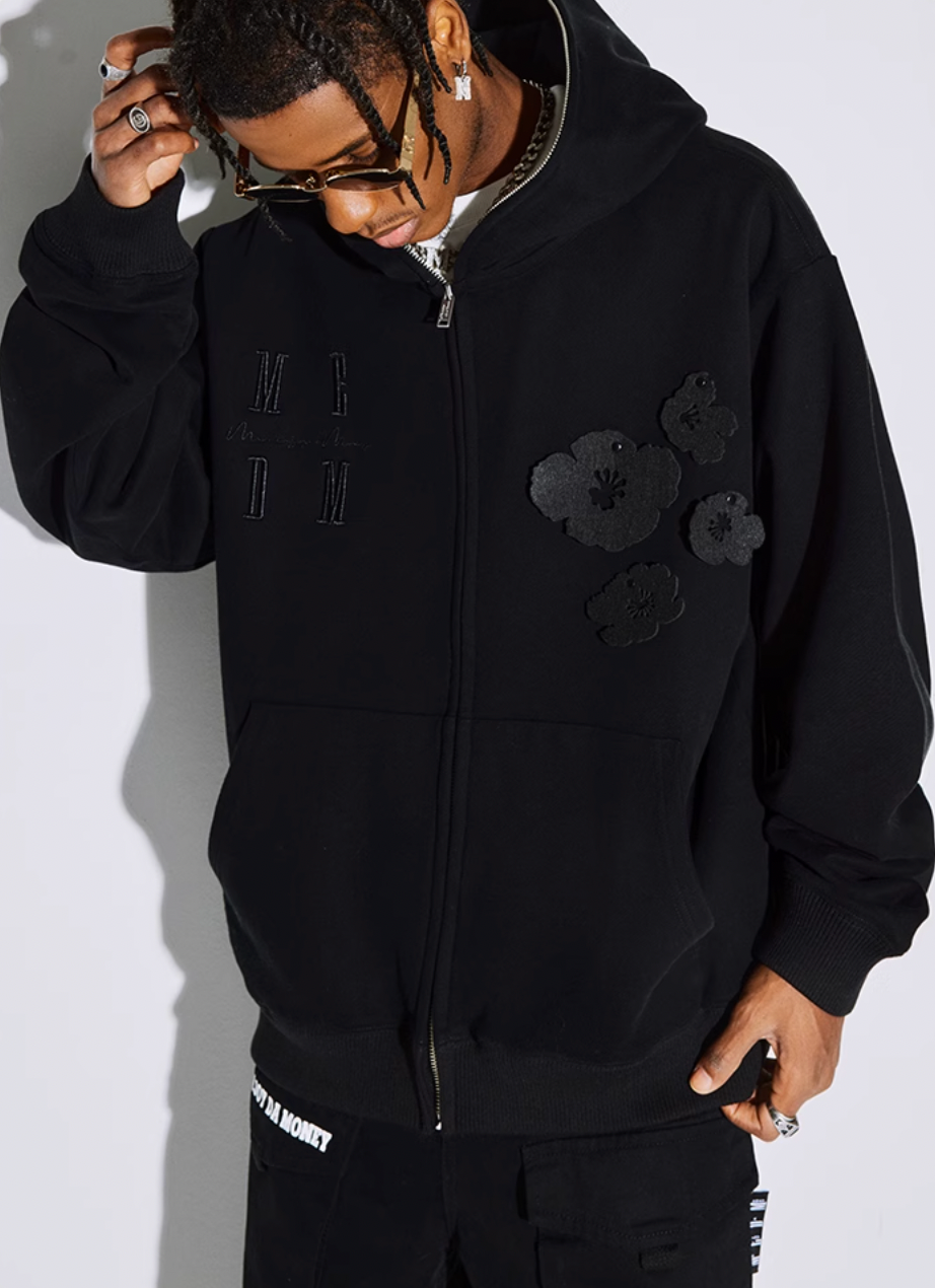 MEDM Felt Fabric Embroidered Hoodie