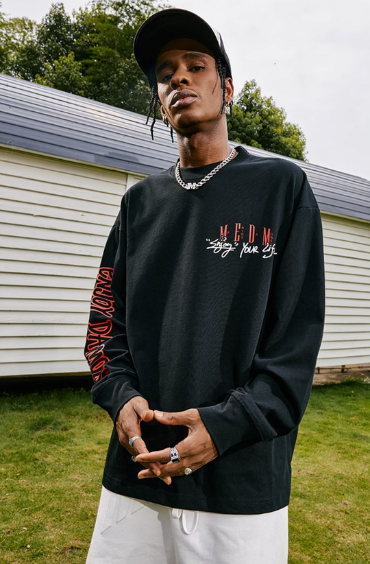 MEDM Basic Large Printed Long Sleeved Tee