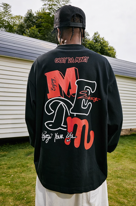 MEDM Basic Large Printed Long Sleeved Tee