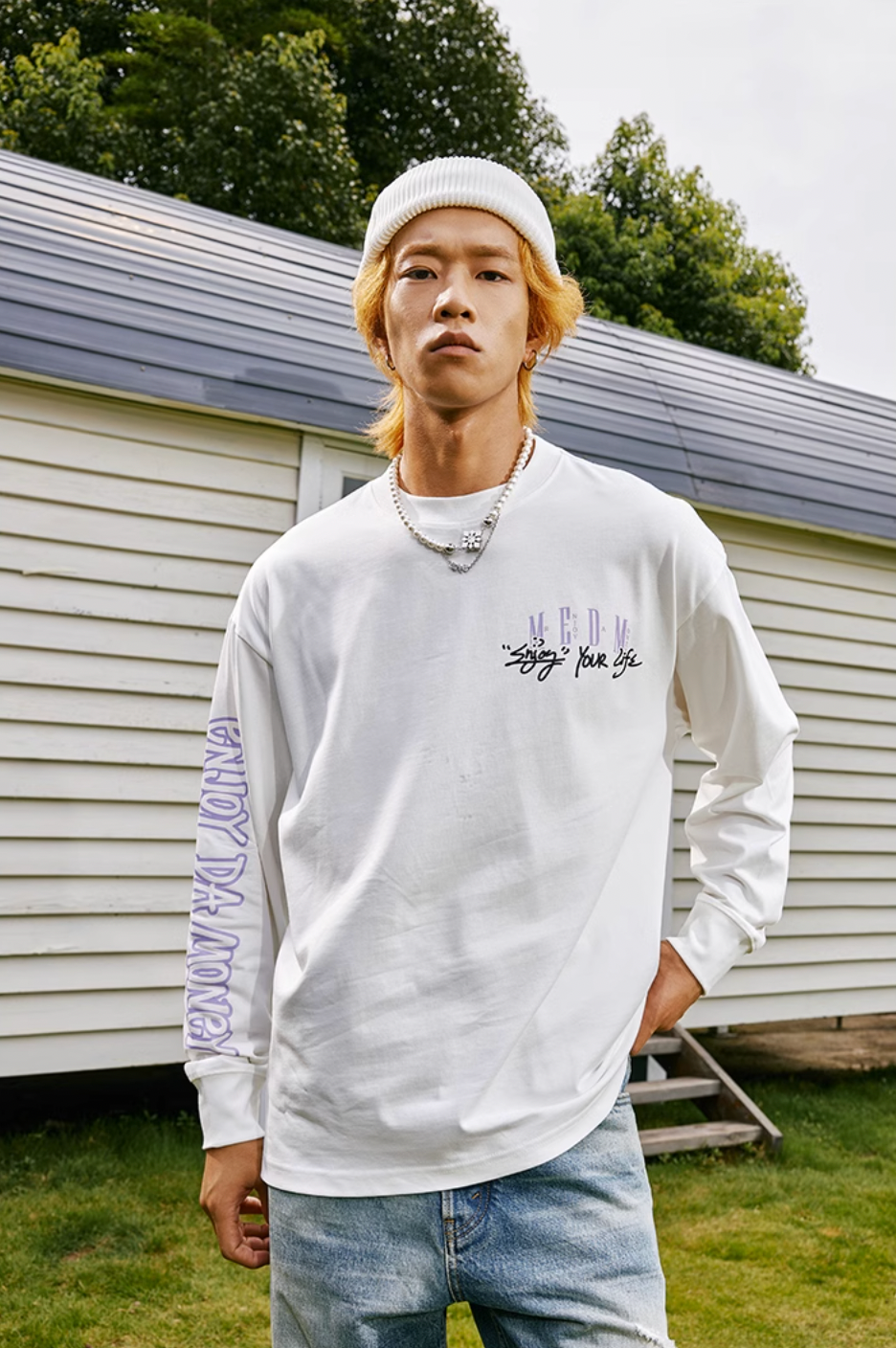 MEDM Basic Large Printed Long Sleeved Tee