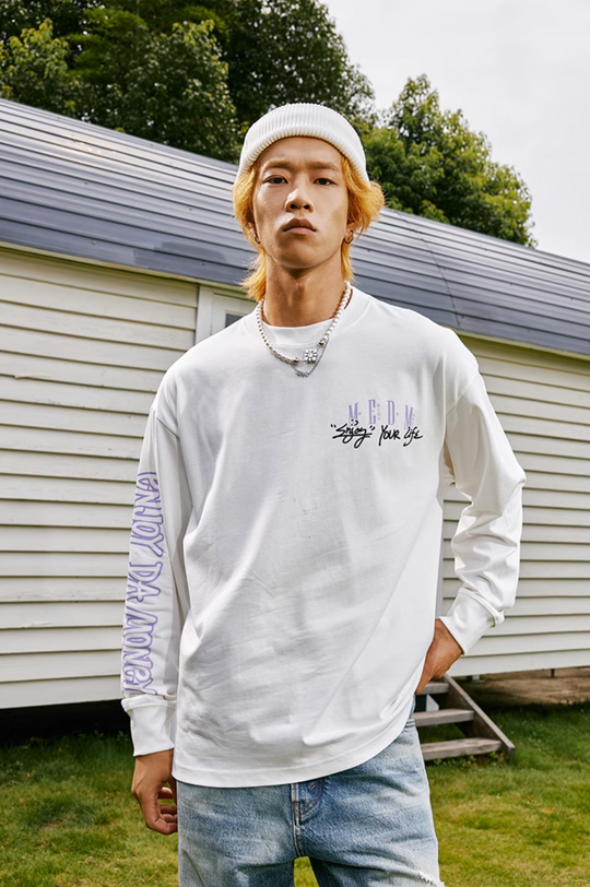 MEDM Basic Large Printed Long Sleeved Tee