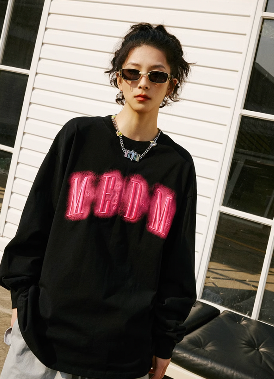 MEDM Neon Embroidery Long Sleeved Tee