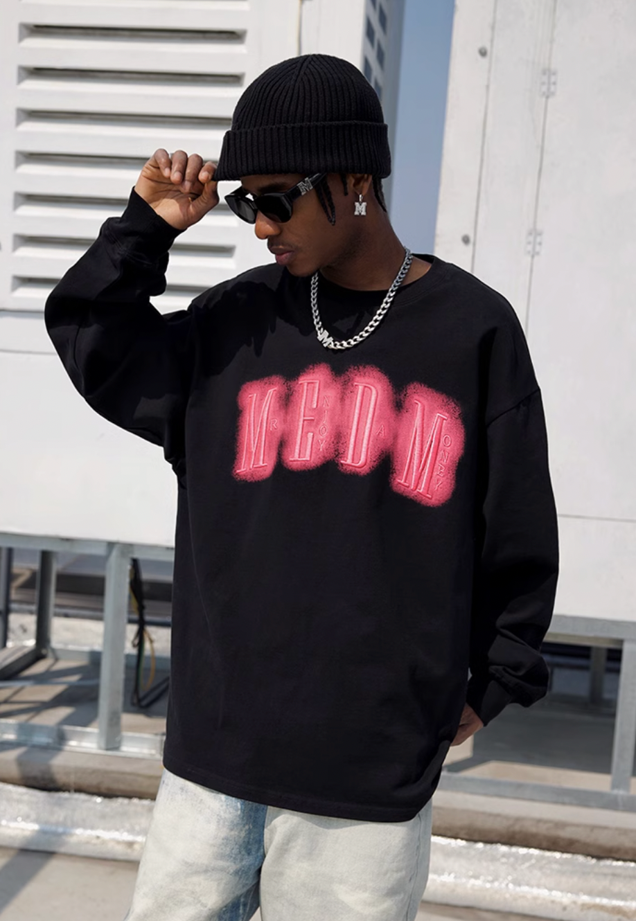 MEDM Neon Embroidery Long Sleeved Tee